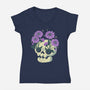 Flower Skull-Womens-V-Neck-Tee-xMorfina