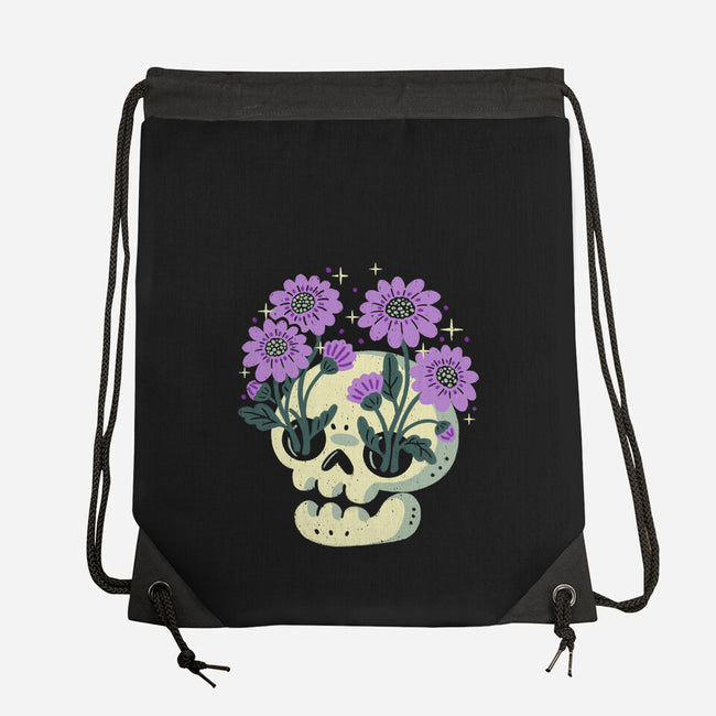 Flower Skull-None-Drawstring-Bag-xMorfina