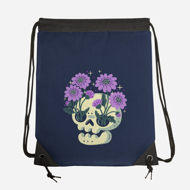 Flower Skull-None-Drawstring-Bag-xMorfina