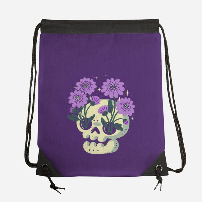 Flower Skull-None-Drawstring-Bag-xMorfina