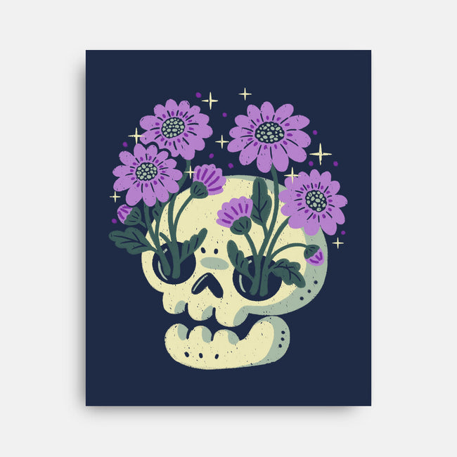 Flower Skull-None-Stretched-Canvas-xMorfina