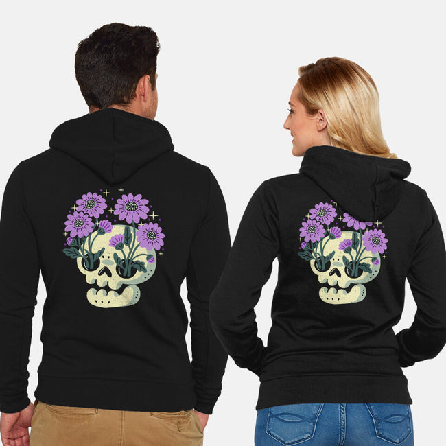 Flower Skull-Unisex-Zip-Up-Sweatshirt-xMorfina