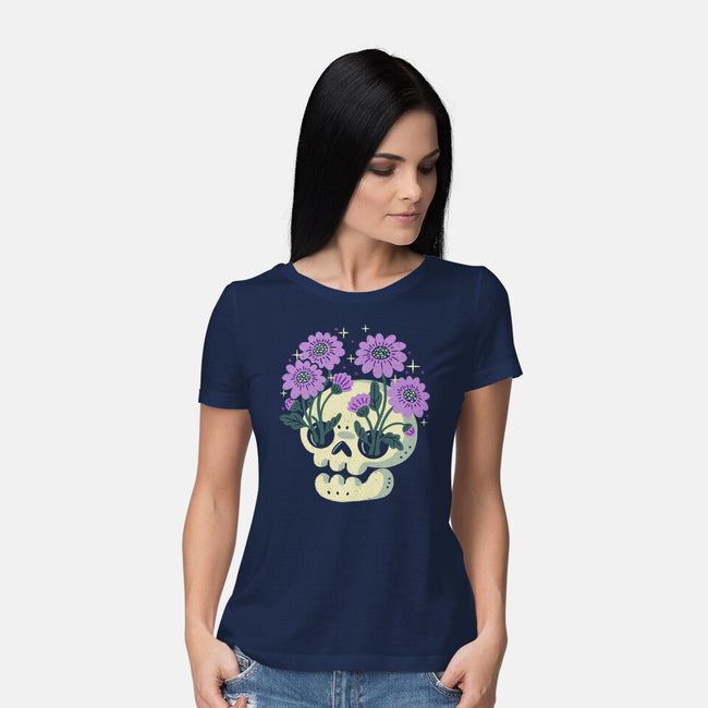 Flower Skull-Womens-Basic-Tee-xMorfina