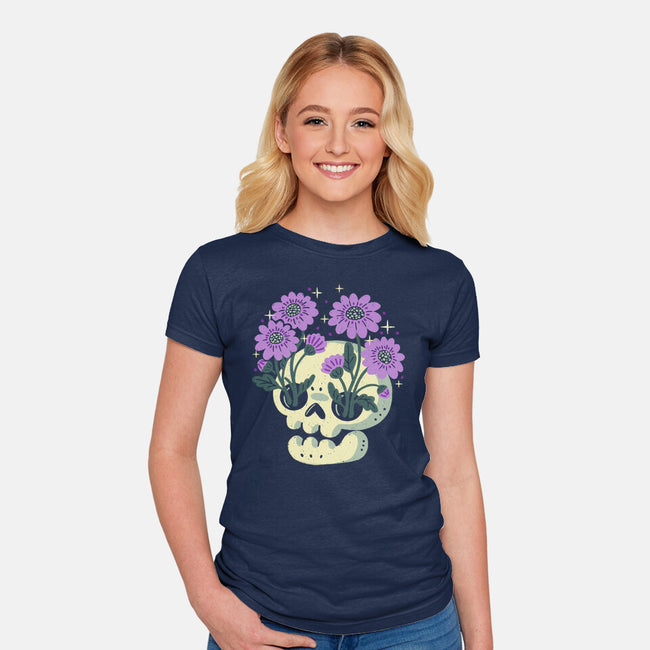 Flower Skull-Womens-Fitted-Tee-xMorfina