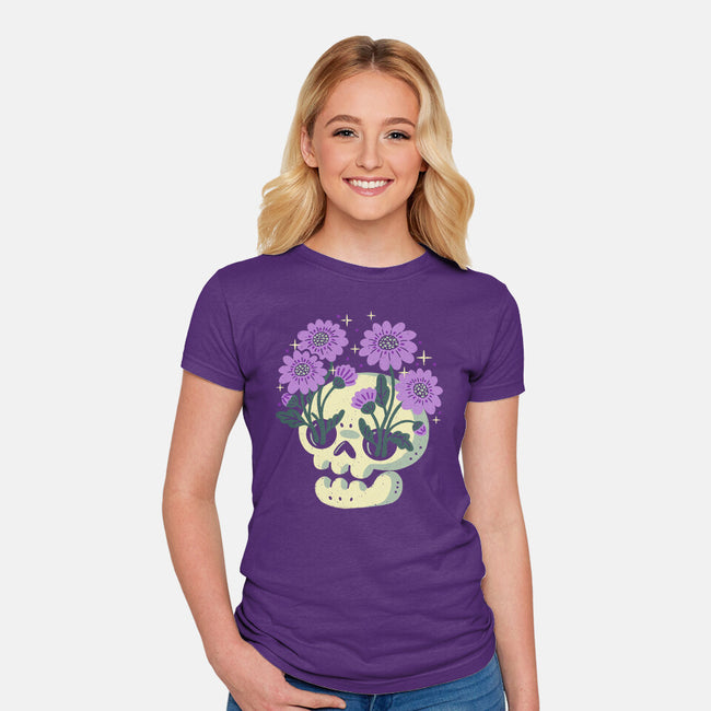 Flower Skull-Womens-Fitted-Tee-xMorfina