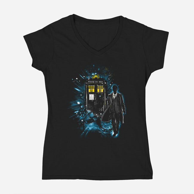 Time And Space Traveler-Womens-V-Neck-Tee-kharmazero