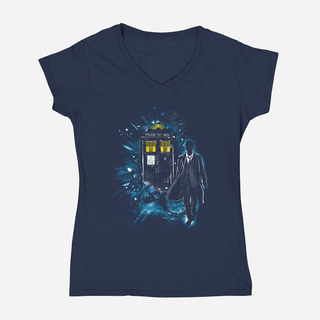 Time And Space Traveler-Womens-V-Neck-Tee-kharmazero