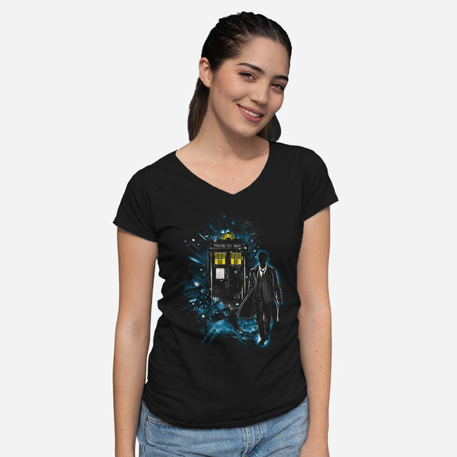 Time And Space Traveler-Womens-V-Neck-Tee-kharmazero