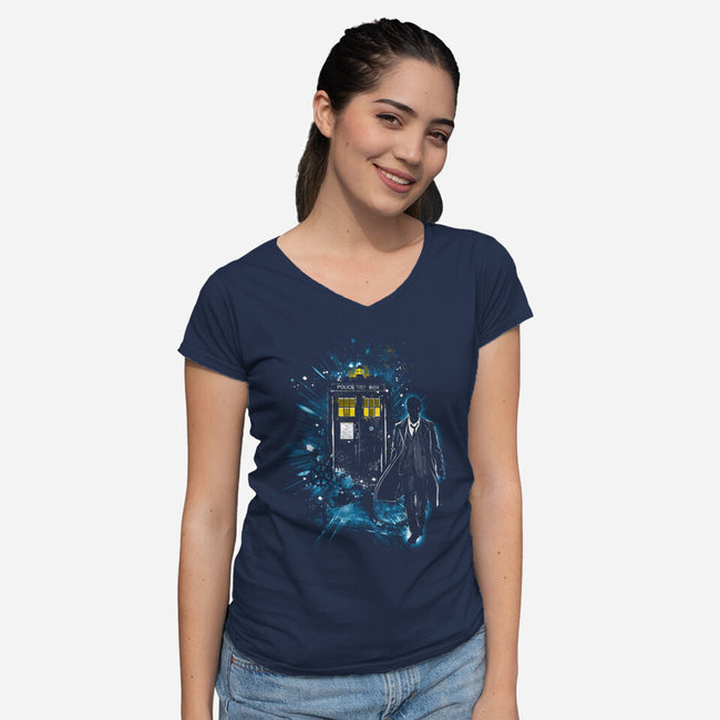 Time And Space Traveler-Womens-V-Neck-Tee-kharmazero