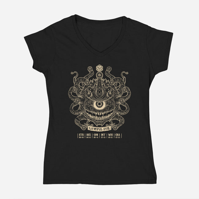Lawful Evil Beholder-Womens-V-Neck-Tee-drbutler