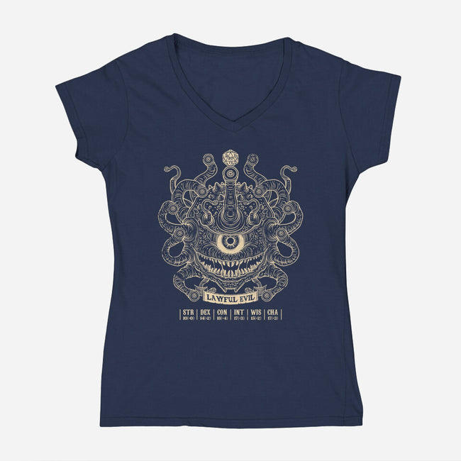 Lawful Evil Beholder-Womens-V-Neck-Tee-drbutler