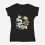 Origami Dragon-Womens-V-Neck-Tee-NemiMakeit