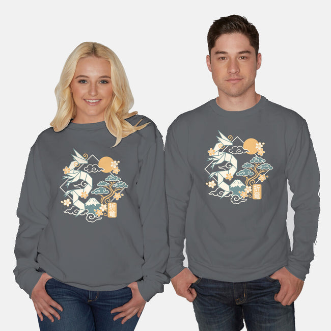 Origami Dragon-Unisex-Crew Neck-Sweatshirt-NemiMakeit