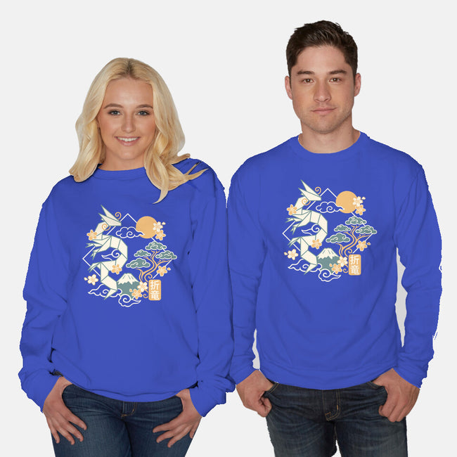 Origami Dragon-Unisex-Crew Neck-Sweatshirt-NemiMakeit