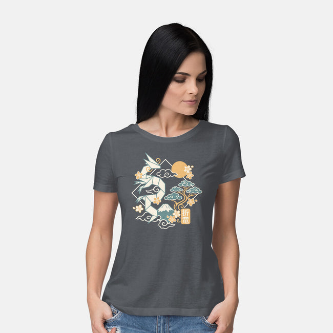 Origami Dragon-Womens-Basic-Tee-NemiMakeit