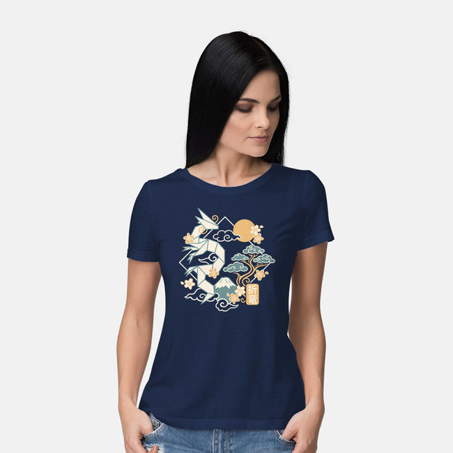 Origami Dragon-Womens-Basic-Tee-NemiMakeit