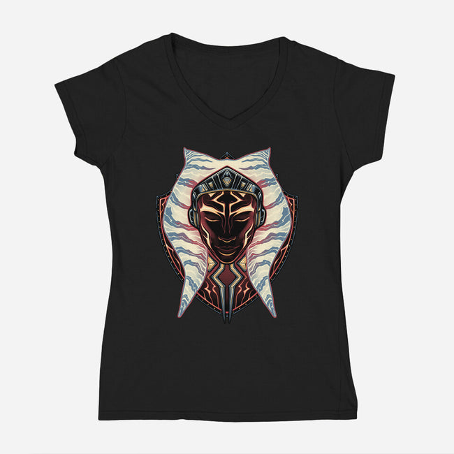 One Tough Padawan-Womens-V-Neck-Tee-glitchygorilla