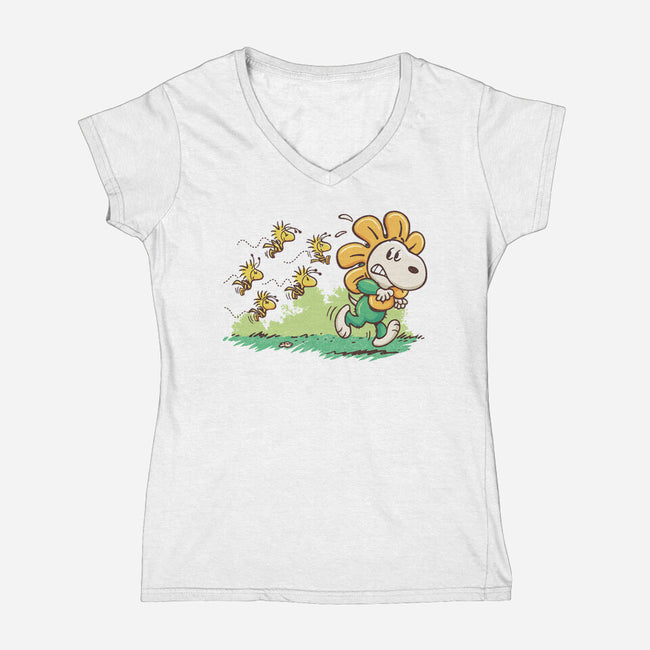 Spring Attack-Womens-V-Neck-Tee-Popnotic