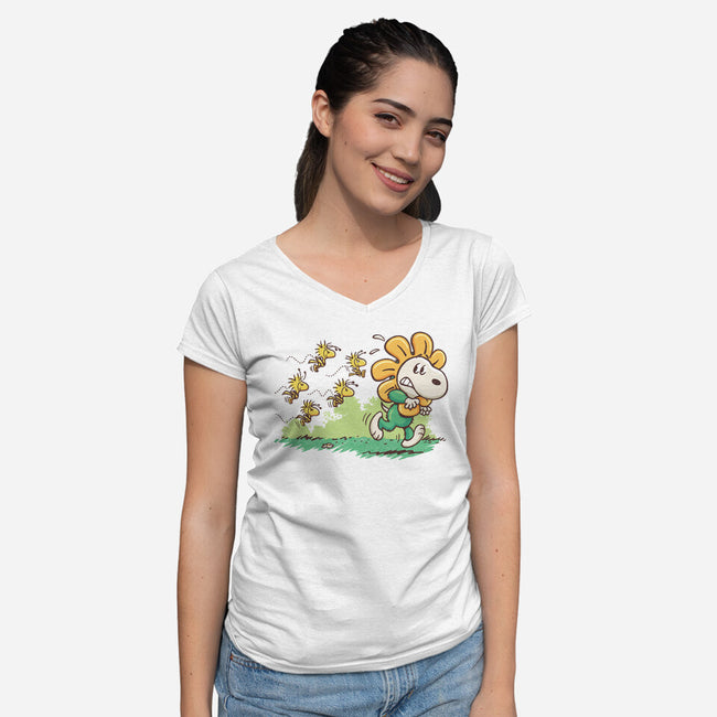 Spring Attack-Womens-V-Neck-Tee-Popnotic