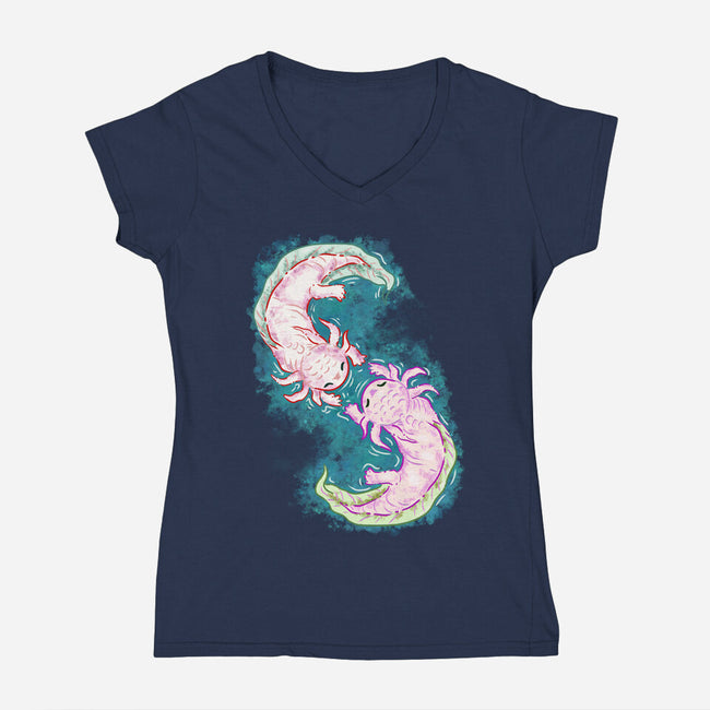 Axolotl Dance-Womens-V-Neck-Tee-nickzzarto