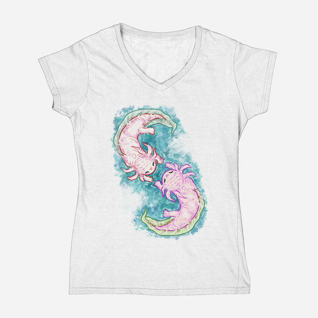 Axolotl Dance-Womens-V-Neck-Tee-nickzzarto