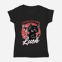 Black Cat Mirror Luck-Womens-V-Neck-Tee-Studio Mootant