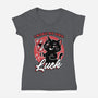 Black Cat Mirror Luck-Womens-V-Neck-Tee-Studio Mootant
