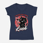 Black Cat Mirror Luck-Womens-V-Neck-Tee-Studio Mootant