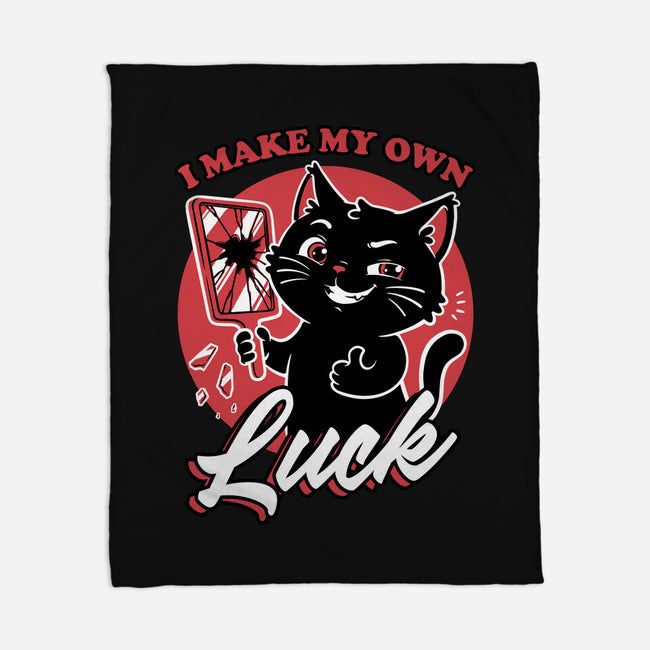 Black Cat Mirror Luck-None-Fleece-Blanket-Studio Mootant