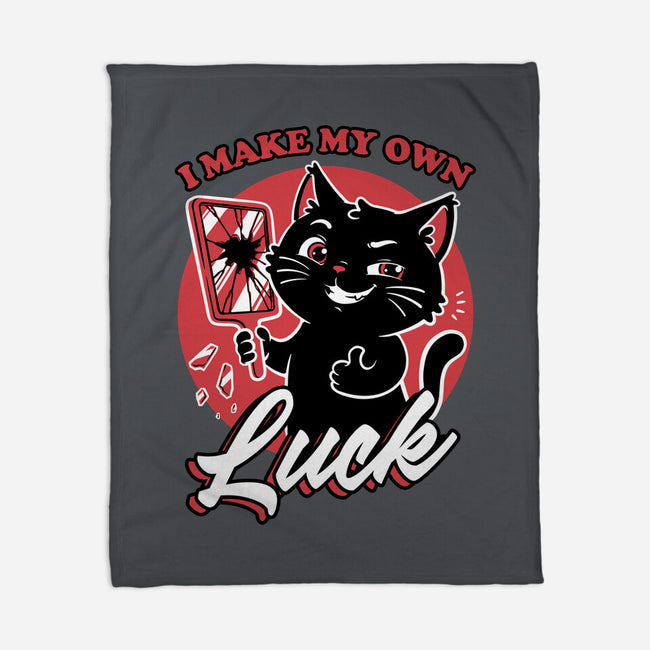 Black Cat Mirror Luck-None-Fleece-Blanket-Studio Mootant