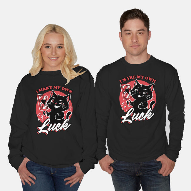Black Cat Mirror Luck-Unisex-Crew Neck-Sweatshirt-Studio Mootant