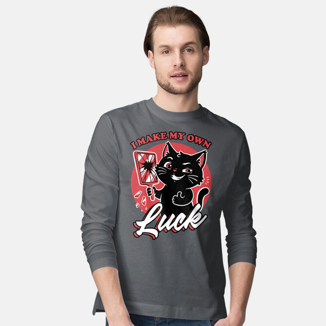 Black Cat Mirror Luck-Mens-Long Sleeved-Tee-Studio Mootant