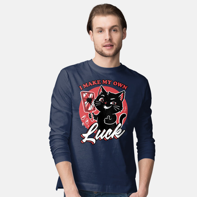 Black Cat Mirror Luck-Mens-Long Sleeved-Tee-Studio Mootant