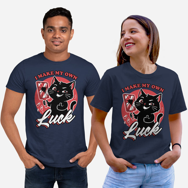 Black Cat Mirror Luck-Unisex-Basic-Tee-Studio Mootant
