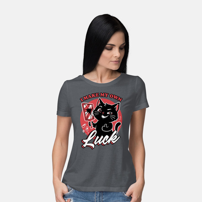 Black Cat Mirror Luck-Womens-Basic-Tee-Studio Mootant