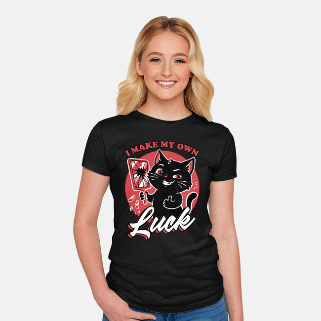 Black Cat Mirror Luck-Womens-Fitted-Tee-Studio Mootant