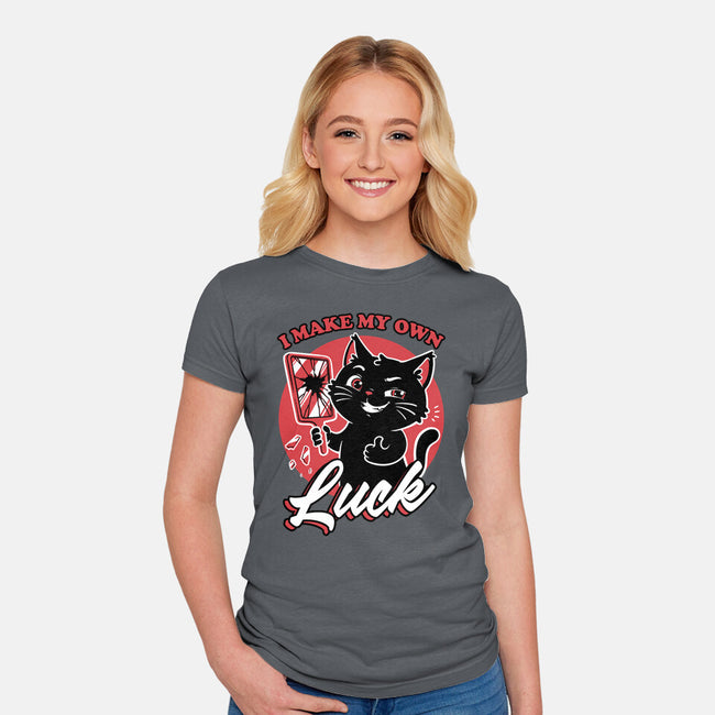 Black Cat Mirror Luck-Womens-Fitted-Tee-Studio Mootant
