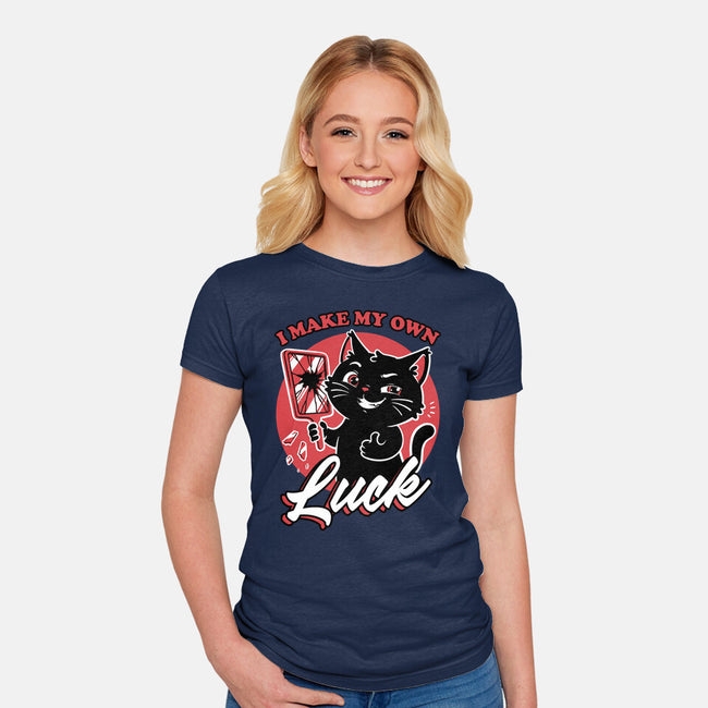 Black Cat Mirror Luck-Womens-Fitted-Tee-Studio Mootant