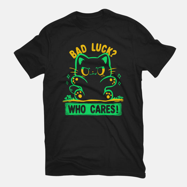 Bad Luck Who Cares-Mens-Basic-Tee-TechraNova