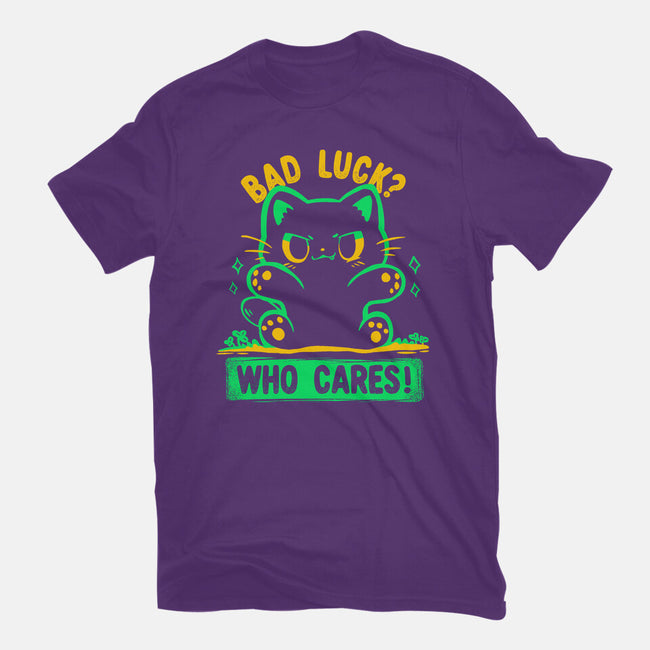 Bad Luck Who Cares-Mens-Basic-Tee-TechraNova