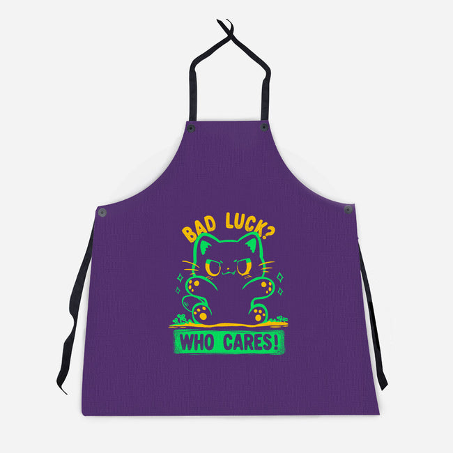 Bad Luck Who Cares-Unisex-Kitchen-Apron-TechraNova