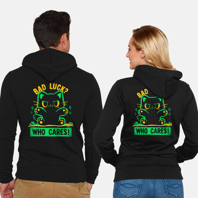Bad Luck Who Cares-Unisex-Zip-Up-Sweatshirt-TechraNova