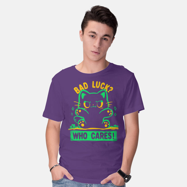 Bad Luck Who Cares-Mens-Basic-Tee-TechraNova