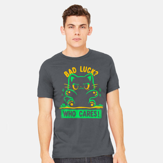 Bad Luck Who Cares-Mens-Heavyweight-Tee-TechraNova