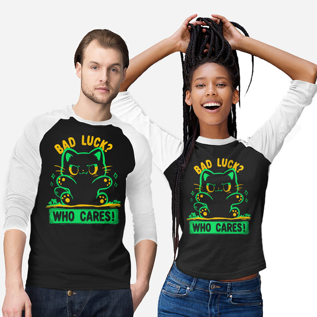 Bad Luck Who Cares-Unisex-Baseball-Tee-TechraNova