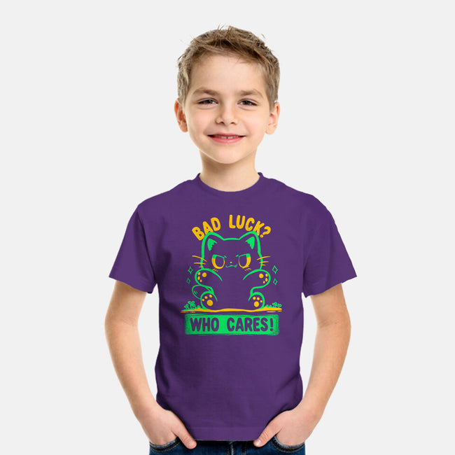 Bad Luck Who Cares-Youth-Basic-Tee-TechraNova