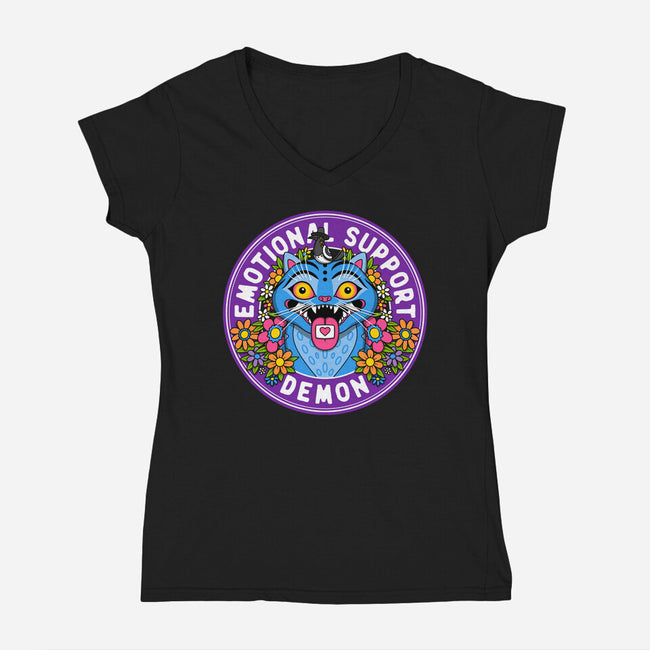 My Emotional Support Demon-Womens-V-Neck-Tee-drbutler