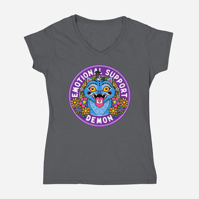 My Emotional Support Demon-Womens-V-Neck-Tee-drbutler