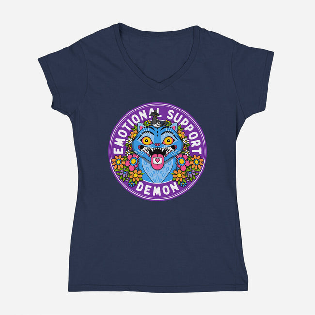 My Emotional Support Demon-Womens-V-Neck-Tee-drbutler