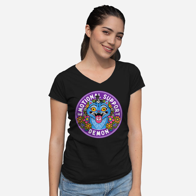 My Emotional Support Demon-Womens-V-Neck-Tee-drbutler
